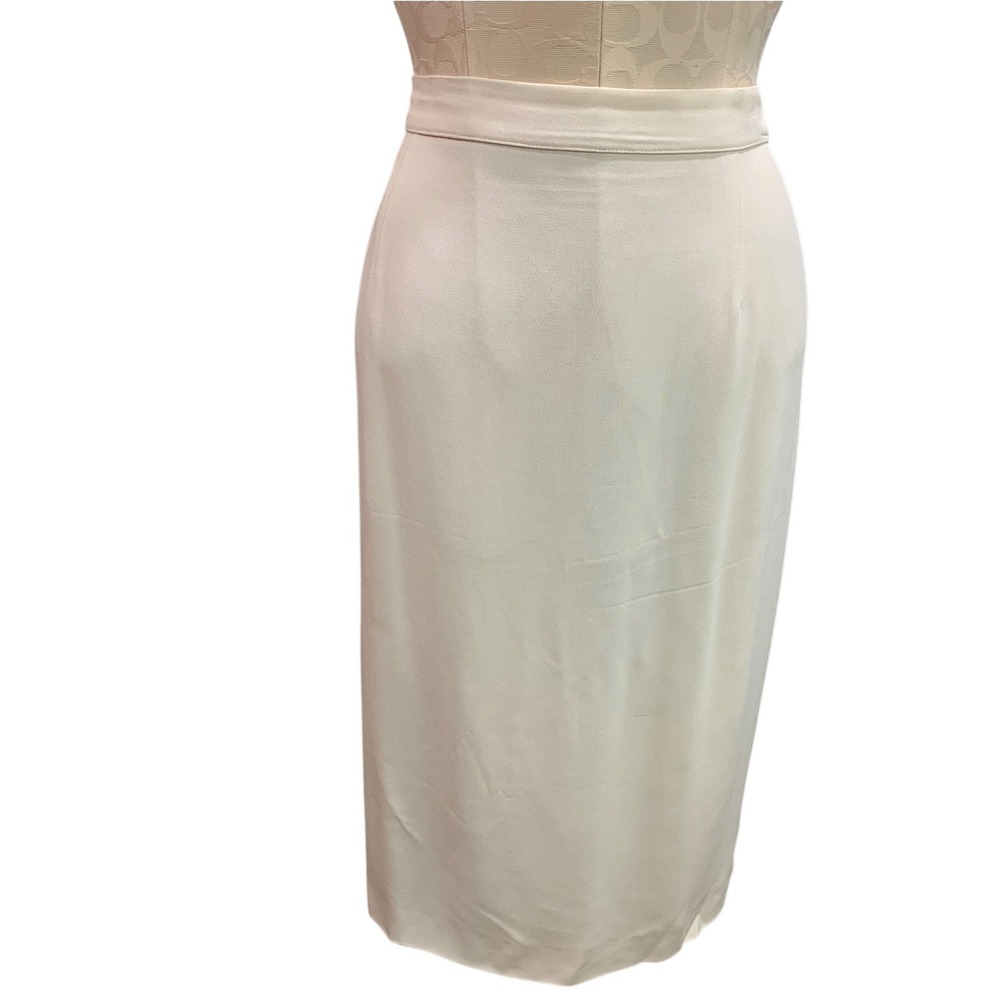 Size 14 Gianfranco Ferre Forma Vintage Womens Cream Midi Skirt Back Zip